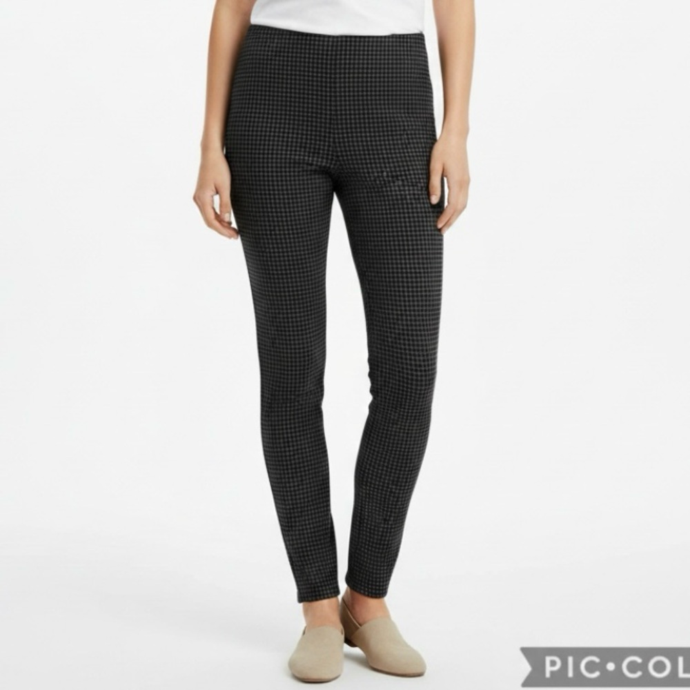 WHBM Pants Slim Checker Windowpane Knit 8 Flat Front